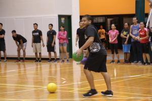 Team SGA, Senator Luke Santos prepares to dodge a ball (Photo by Integrated Marketing Communications)